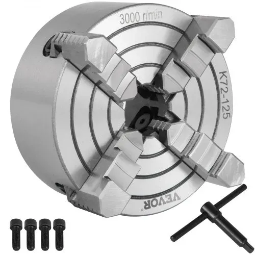 VEVOR K72-125 Drehfutter 5 Zoll 4-Backen, Drehfutter unabhängige umkehrbare Backe, Metalldrehfutter Drehmaschinenzubehör, für Drehmaschinen VEVOR K72-125 Drehfutter 5 Zoll 4-Backen, Drehfutter unabhängige umkehrbare Backe, Metalldrehfutter Drehmaschinenzubehör, für Drehmaschinen