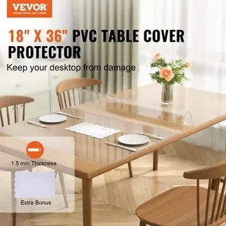 VEVOR Tischfolie Tischschutz Transparent 1,5 mm Dicke, Tischschutz-Folie PVC 457 x 925,4 mm Rechteckige Tischdecke Tischfolie Abwaschbar Verschleißfest Hitzebeständig Wasserdichte Tisch-Schutzfolie VEVOR Tischfolie Tischschutz Transparent 1,5 mm Dicke, Tischschutz-Folie PVC 457 x 925,4 mm Rechteckige Tischdecke Tischfolie Abwaschbar Verschleißfest Hitzebeständig Wasserdichte Tisch-Schutzfolie