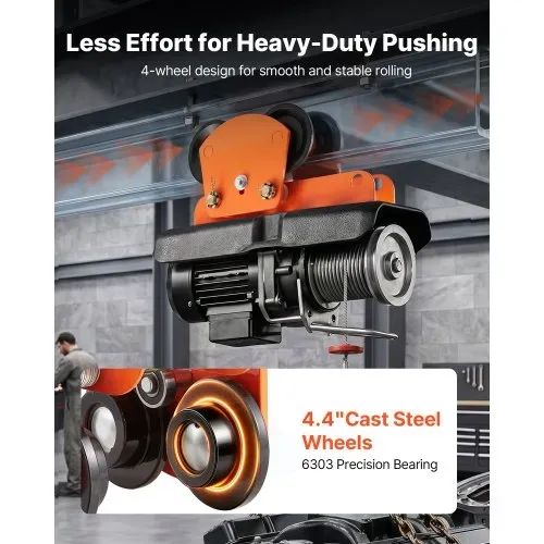 VEVOR Laufkatze mit 998 kg Tragkraft, Manuelles Rollfahrwerk mit Doppelrädern & 68-110 mm Flanschbreite, Handfahrwerk aus Kohlenstoffstahl für I-Träger, Krankatze für PA600 PA700 PA800 PA900 PA1000 – Bild 4