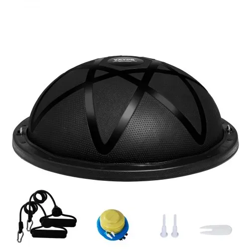 VEVOR Halb-Gymnastikball-Trainer, 23 Zoll Balance Ball Trainer, 660 lbs Tragkraft Stabilitätsball, Yoga-Ball mit Widerstandsbändern und Pumpe, Kraft-Fitnessball für das Heim-Fitnessstudio, Ganzkörpertraining, Schwarz – Bild 8