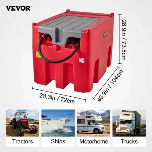 VEVOR Tragbarer Dieseltank 439,11 L Mobile Tankanlage Rot Mobile Dieseltankstelle 140 W Tankstation Dieseltank 2600 U/min Transporttank 12 V – Bild 6