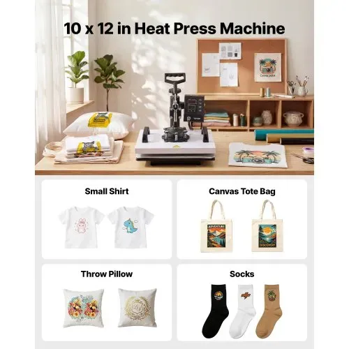 VEVOR Transferpresse 30x23cm Sublimationsmaschine 700W Textilpresse, mit Schwenkarm Schnelles & Gleichmäßiges Aufheizen Zeit- & Temperaturregelung T-Shirts Stofftaschen Kissenbezüge Socken VEVOR Transferpresse 30x23cm Sublimationsmaschine 700W Textilpresse, mit Schwenkarm Schnelles & Gleichmäßiges Aufheizen Zeit- & Temperaturregelung T-Shirts Stofftaschen Kissenbezüge Socken