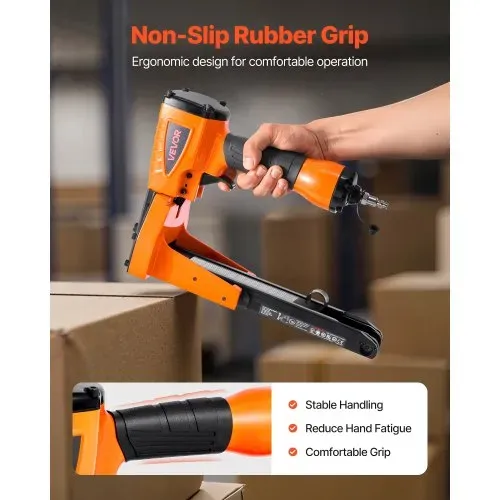 VEVOR Pneumatisches Kartonverschlussgerät, Kartonverschlusshefter für 34,8 mm Krone, 16 mm und 19 mm Länge, 70–120 PSI Kartondeckelhefter für Kisten, Kartonverschluss, Verpackung – Bild 4