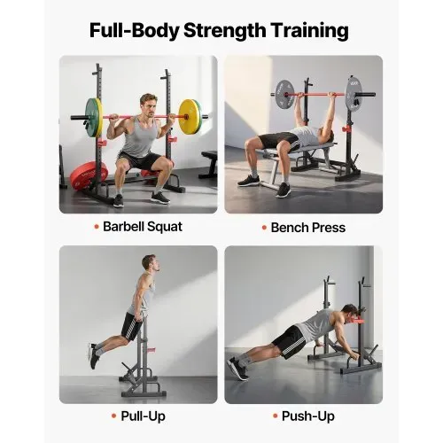 VEVOR Power Cage Squat Rack für Heimfitnessstudio mit verstellbarer Höhe & Breite, 250 kg Tragkraft, Krafttrainingsgerät mit Hantelablagen und J-Haken für Bankdrücken, Kniebeugen und Gewichtheben – Bild 2