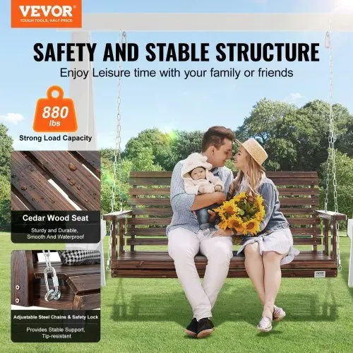 VEVOR Hollywoodschaukel Zedernholz, 1370x710x600mm, Terrassenschaukel für Hof und Garten, verbesserte Tragkraft von ca. 400 kg, robuste Schaukelstuhlbank mit Aufhängeketten für den Außenbereich, Braun VEVOR Hollywoodschaukel Zedernholz, 1370x710x600mm, Terrassenschaukel für Hof und Garten, verbesserte Tragkraft von ca. 400 kg, robuste Schaukelstuhlbank mit Aufhängeketten für den Außenbereich, Braun
