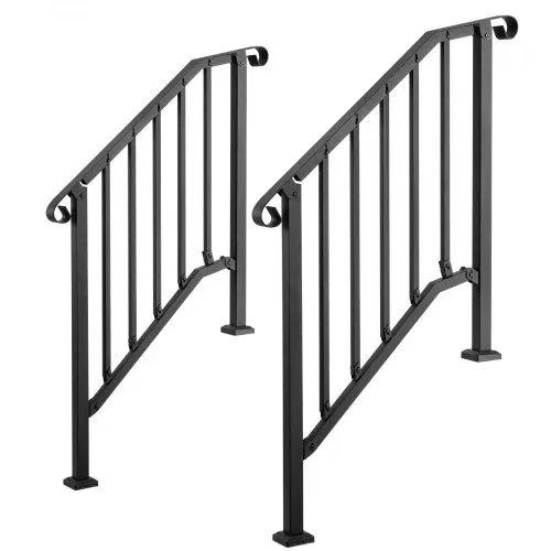 VEVOR 2x Handläufe für Außentreppen Treppengeländer für 2-3 Stufen Schwarz, Treppenhandlauf für Veranda Terrasse, Kohlenstoffstahl, 0–45° Winkel Einstellbar, Bogenförmig & Retro-Stil, mit Montagesatz – Bild 9