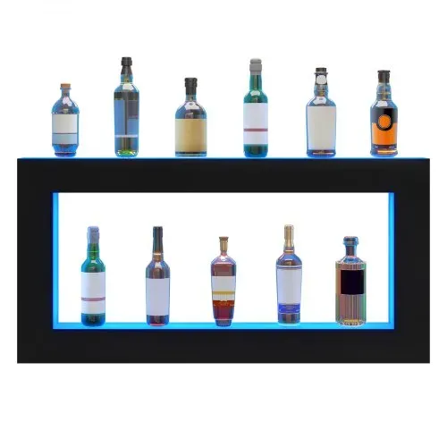 VEVOR Barregal Weinregal, LED-beleuchtetes Hausbarregal mit RF-Fernbedienung und App-Steuerung, 2 stufiges Getränkebeleuchtungsregal aus Acryl, 1210 x 600 x 114 mm Weinflaschenständer, quadratisch – Bild 9