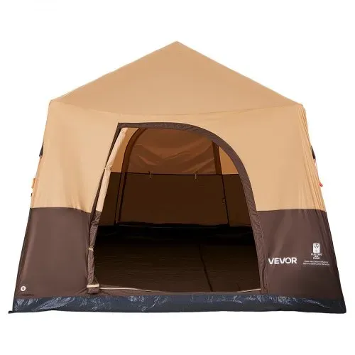 VEVOR Campingzelt 8 Personen, Aufblasbares Familienzelt mit Wiederaufladbarer Pumpe, TPU-Luftschlauch & 4 Netzfenstern, Kabinenzelt mit Tragetasche für Familien-Camping & Wandern, Beige – Bild 8