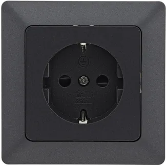 MILOS Schutzkontakt-Steckdose, Anthrazit 250V~/ 16A, mit Rahmen, Klemmanschluss MILOS Schutzkontakt-Steckdose, Anthrazit 250V~/ 16A, mit Rahmen, Klemmanschluss