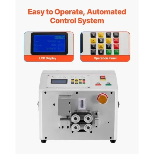 VEVOR Automatischer Schrumpfschlauchschneider, Rohrschneidemaschine mit LCD-Display, 1–20 mm Schnittdurchmesser, 0,1–99999,9 mm Schnittlänge, für PVC-PE-Rohre, Silikonrohre, weiche Wasserrohre – Bild 2