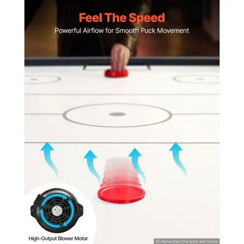 VEVOR Airhockeytisch 2135 x 1220 x 800 mm mit Elektronischem Punktesystem für Familienabende, Keller und Zuhause, Gleichmäßige Luftzirkulation, 2 Schläger, 2 Pucks, Eckenschutz und Verstellbare Füße – Bild 2