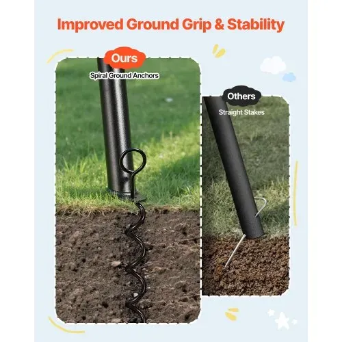 VEVOR Gartenschaukel mit A-förmigem Metallgestell, Schaukelsitz (101,6 cm Groß), bis zu 199,6 kg Tragkraft, Schaukelset Outdoor, Verstärkt mit Spiralförmigen Bodenankern, Tellerschaukel Schwarz Blau – Bild 5
