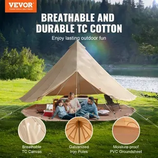 VEVOR Glockenzelt 5 x 3 m Jurten Zelt TC-Baumwolle mit hochfesten Eisenstangen und einer PVC-Bodenplane Campingzelt Familienzelt 8 Fenster Pyramidenzelt Gruppenzelt für Outdoor-Abenteuer VEVOR Glockenzelt 5 x 3 m Jurten Zelt TC-Baumwolle mit hochfesten Eisenstangen und einer PVC-Bodenplane Campingzelt Familienzelt 8 Fenster Pyramidenzelt Gruppenzelt für Outdoor-Abenteuer