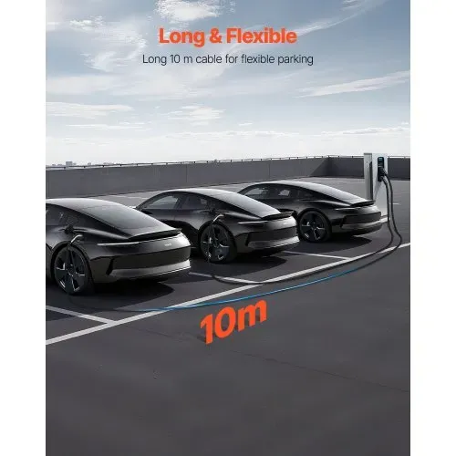 VEVOR EV Ladekabel, 32 A, 10 m, max. 22 kW, Verlängerungskabel, kompatibel mit Typ-2-Ladegeräten für Elektrofahrzeuge, 3-Phasen-Wechselstrom, 480 V, 50 Hz, IP65, Autoladekabel mit Tragetasche – Bild 2