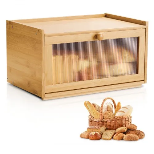 VEVOR Brotkasten für Küchentheke Brotbehälter Brotbox Brot-Organizer aus Holz für selbstgebackenes Brot, Aufbewahrungsbehälter mit gewellter Acryl-Türplatte, Brotaufbewahrung Natur VEVOR Brotkasten für Küchentheke Brotbehälter Brotbox Brot-Organizer aus Holz für selbstgebackenes Brot, Aufbewahrungsbehälter mit gewellter Acryl-Türplatte, Brotaufbewahrung Natur