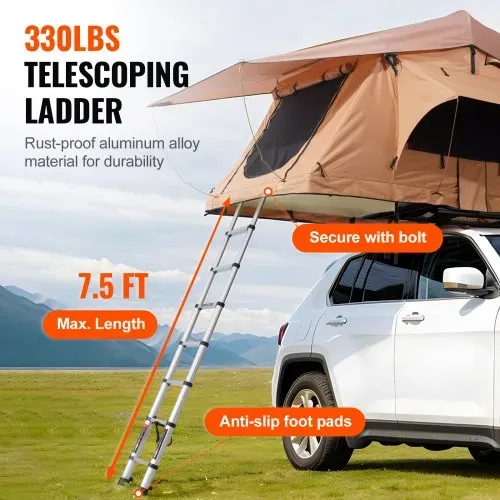 VEVOR Dachzelt Hartschale Autozelt Camping für 2–3 Personen, zusammenklappbares Hartschalen-Dachzelt mit einstellbarer Teleskopleiter Matratze, wasserdicht UV-Schutz für Jeep SUV Van Pickup – Bild 4