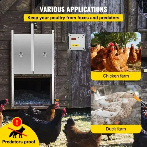 VEVOR Automatische Hühnerklappe Aluminiumlegierung/ABS Hühnertür mit Schieber 66W Hühner-Pförtner 30x30cm Tür Stallöffner mit Lichtsensor Zeitsteuerung Ideal für Außen-/Innenbereich von Hühnerställen – Bild 5