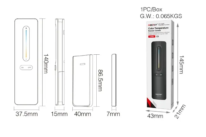 MiBoxer C3-B LED Fernbedienung 2,4GHz dual white (CCT) + Dimm (b) – Bild 3