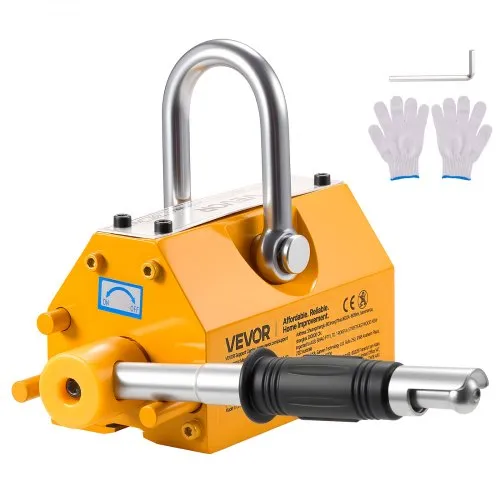 VEVOR Lasthebemagnet Permanentmagnetheber 400 kg Zugkraft Hebemagnet mit Entriegelungsgriff & Stahlhaken, verwendet in Werkstattkränen und Hebezeugen, zum Heben von Stahlplatten, Brettern Gelb VEVOR Lasthebemagnet Permanentmagnetheber 400 kg Zugkraft Hebemagnet mit Entriegelungsgriff & Stahlhaken, verwendet in Werkstattkränen und Hebezeugen, zum Heben von Stahlplatten, Brettern Gelb