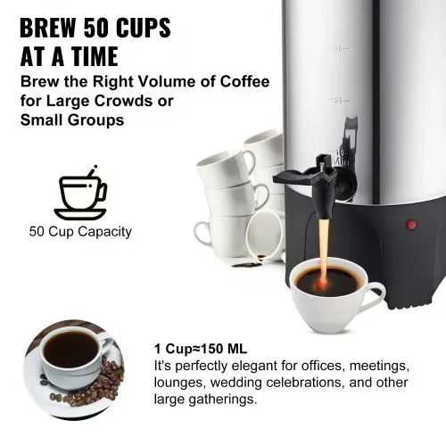 VEVOR Kommerzielle Heißgetränkespender Kaffee Heißwasserspender 50 Tassen, 1000 W Warmhaltebehälter Heißwasserspender 7,4 L Warmhaltebehälter Säfteimer für Büro, Partys, Café, Picknicks usw. – Bild 2
