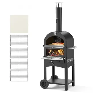 VEVOR Pizzaofen 12 Zoll Pelletöfen, 2-lagiger Pizzaofen mit Holzfeuerung, Holzbefeuerter Ofen Outdoor mit 2 abnehmbaren Rädern, Pizzamaker mit Höchsttemperatur von 540 °C zum Grillen VEVOR Pizzaofen 12 Zoll Pelletöfen, 2-lagiger Pizzaofen mit Holzfeuerung, Holzbefeuerter Ofen Outdoor mit 2 abnehmbaren Rädern, Pizzamaker mit Höchsttemperatur von 540 °C zum Grillen