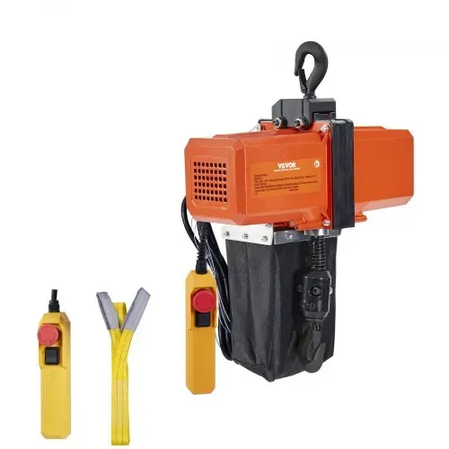 VEVOR Elektrischer Kettenzug, 1100 lbs Tragkraft, 15 ft Hubhöhe, 9,2 ft/min Geschwindigkeit, 230 V, einphasiger Brückenkran mit G100-Kette, 10 ft Kabelfernbedienung für Garage, Geschäft, Hotel, Zuhause – Bild 8