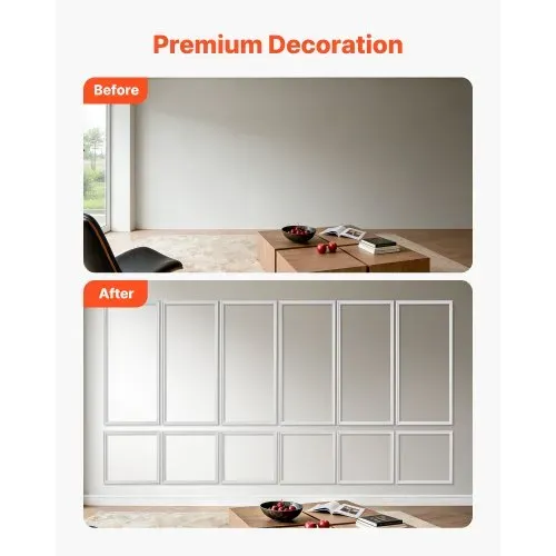 VEVOR Wandform-Set, 6er-Set 61x61cm u. 61x137cm Stuckleisten aus Lackierbarem Polystyrol, Wasserfeste Wandleiste, Zierleiste für Wände, Friesleisten für Wohnzimmer, Schlafzimmer, Zuhause, Weiß – Bild 2