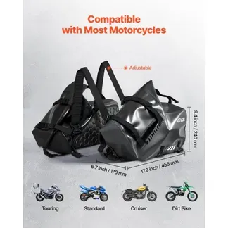 VEVOR Motorradtasche Motorrad Satteltasche 14 L x 2 wasserfest, große Seitensatteltasche für Motorradgepäck, Gepäckaufbewahrung mit unterem Gurt, Schwarz Seitentasche Outdoor Sport VEVOR Motorradtasche Motorrad Satteltasche 14 L x 2 wasserfest, große Seitensatteltasche für Motorradgepäck, Gepäckaufbewahrung mit unterem Gurt, Schwarz Seitentasche Outdoor Sport