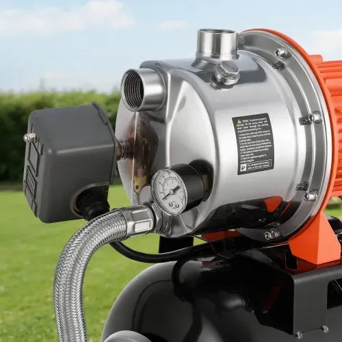 VEVOR Hauswasserwerk 1,6 PS 5000 L/h Flachbrunnenpumpe mit Druckbehälter, für Garten Rasen und Hauswasserversorgung, 49 m Förderhöhe, 8 m Saughöhe, IPX4-Wasserschutz und Manometer zur Druckkontrolle – Bild 7