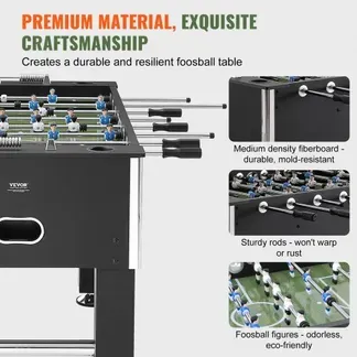 VEVOR Kickertisch, 140 cm Kickertisch in Standardgröße, Indoor-Kickertisch in Voller Größe für Zuhause, Familie und Spielzimmer, Fußball mit Kickertisch-Set, inklusive 4 Bällen und 4 Getränkehaltern VEVOR Kickertisch, 140 cm Kickertisch in Standardgröße, Indoor-Kickertisch in Voller Größe für Zuhause, Familie und Spielzimmer, Fußball mit Kickertisch-Set, inklusive 4 Bällen und 4 Getränkehaltern