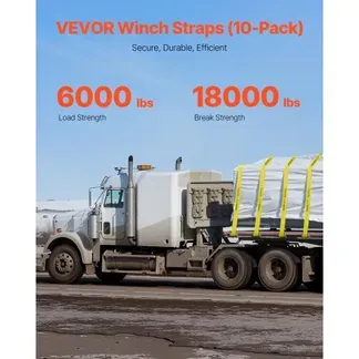 VEVOR Windengurte, 4″ x 40′, 6000 lbs Tragfähigkeit, 18000 lbs Bruchfestigkeit, LKW-Gurte mit flachem Haken, Ladungskontrolle für Anhänger, Bauernhöfe, Rettungen, Baumschoner, Gelb (10er-Pack) VEVOR Windengurte, 4″ x 40′, 6000 lbs Tragfähigkeit, 18000 lbs Bruchfestigkeit, LKW-Gurte mit flachem Haken, Ladungskontrolle für Anhänger, Bauernhöfe, Rettungen, Baumschoner, Gelb (10er-Pack)