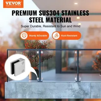 VEVOR Glasklemme, 4 Stück quadratische Glasgeländerhalterung für 0,31″-0,47″ gehärtetes Glas, 304 Edelstahl Glasmontageklemme, Glasregalhalterung für Balkon, Garten, Pool, Treppe, Silber VEVOR Glasklemme, 4 Stück quadratische Glasgeländerhalterung für 0,31″-0,47″ gehärtetes Glas, 304 Edelstahl Glasmontageklemme, Glasregalhalterung für Balkon, Garten, Pool, Treppe, Silber