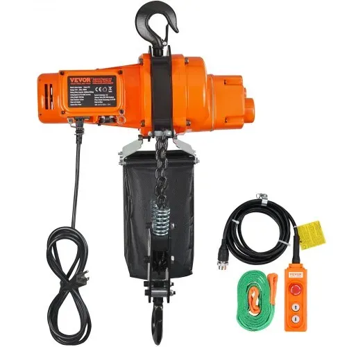 VEVOR Elektrischer Kettenzug, 998 kg Tragkraft, 3 m Hubhöhe, Seilhebezug, einphasige elektrische Seilwinde mit G80-Kette, 3 m Kabelfernbedienung, Ideal für Garagen, Geschäfte, Hotels – Bild 8