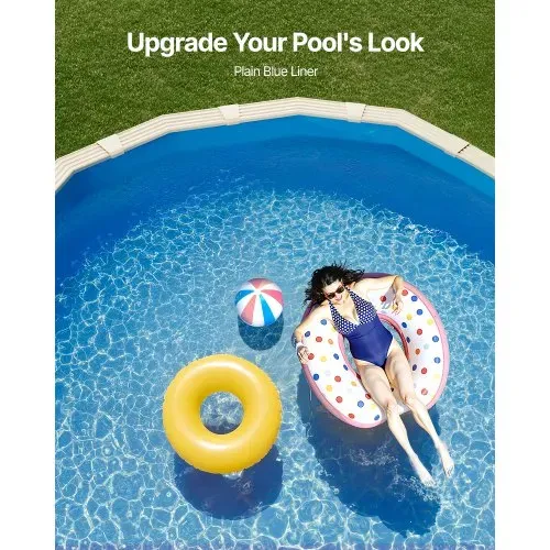 VEVOR Ovale Poolfolie, 610x375x147 cm, Innenfolie Ersatzfolie Innenhülle Schwimmbadfolie Überlappungsfolie aus Vinyl in Standardstärke, für oberirdische Pools mit 132 cm hohen Wänden, einfarbig – Bild 5