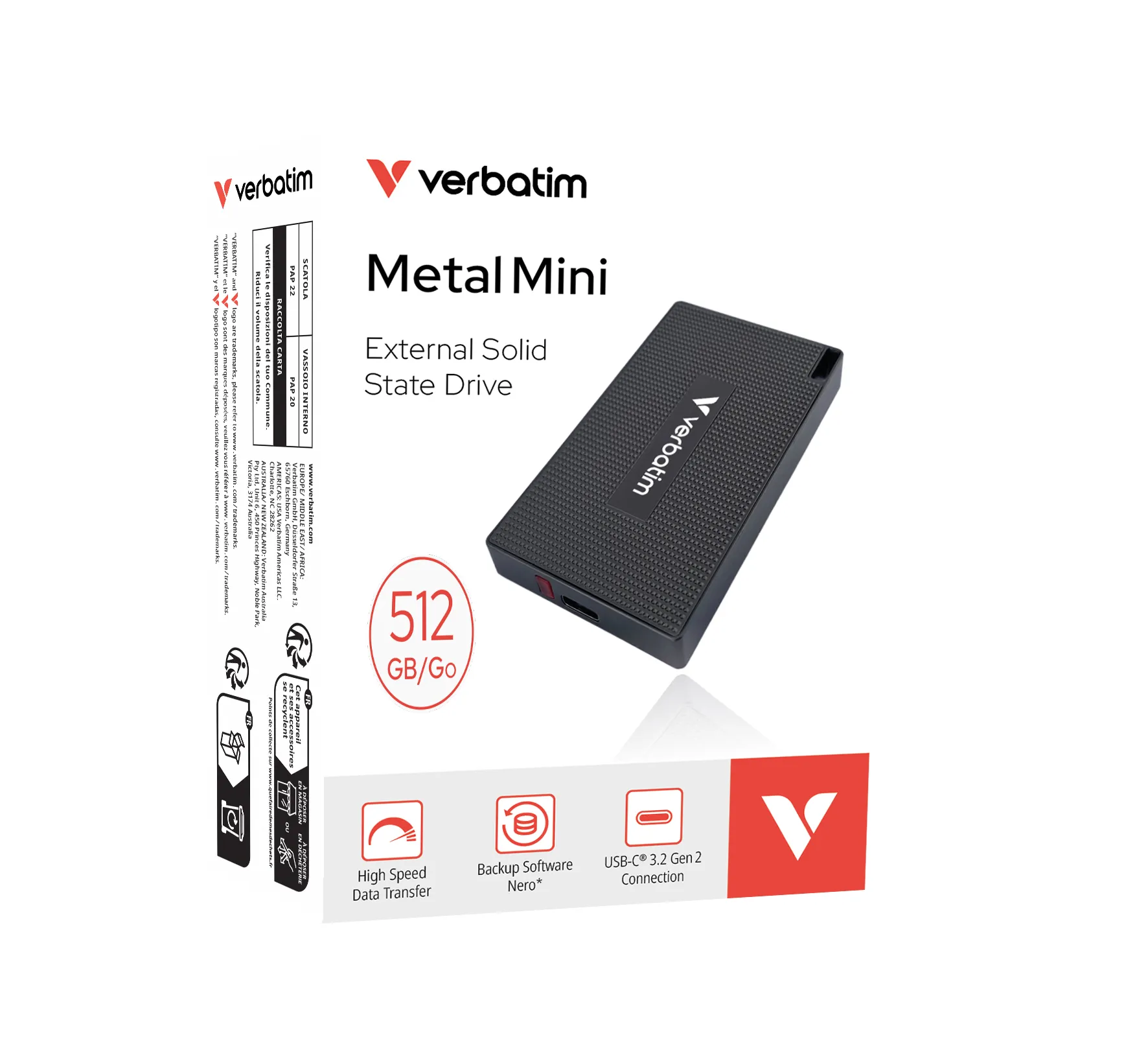 Verbatim 32030 Externes Solid State Drive 512 GB USB Typ-C USB 3.2 Gen 2x2 Grau – Bild 2