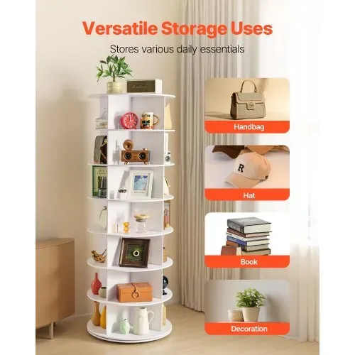 VEVOR Schuhregal Schuhschrank für 28 Paar Schuhe (7-stöckig) 360° drehbar, platzsparende Schuhaufbewahrung, Schuhablage für Schlafzimmer Wohnzimmer Eingangsbereich, Weiß 598 x 598 x 1620 mm – Bild 6