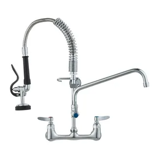 VEVOR Kommerzieller Wasserhahn mit Vorspülbrause, Küchenarmatur 53 cm Höhe, 30,5 cm Schwenkauslauf, Küchenspülenarmatur zur Wandmontage, Gerät aus Messing mit ausziehbarer Brause, für 1/2/3-Fach-Spüle VEVOR Kommerzieller Wasserhahn mit Vorspülbrause, Küchenarmatur 53 cm Höhe, 30,5 cm Schwenkauslauf, Küchenspülenarmatur zur Wandmontage, Gerät aus Messing mit ausziehbarer Brause, für 1/2/3-Fach-Spüle