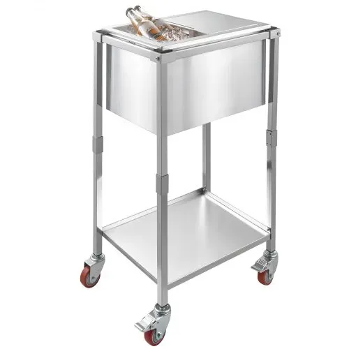 VEVOR 28 L Kühlwagen Kühlbehälter mit Rollen (51 x 36 x 97 cm), Getränkekühler aus Edelstahl auf Rädern, Ice Chest für den Außenbereich mit Ablage, für Partybar im Garten oder auf der Terrasse – Bild 10