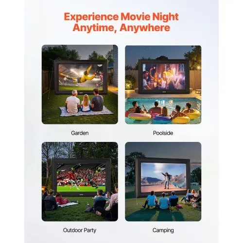 VEVOR aufblasbare Filmleinwand Projektion Beamer Leinwand aus 600D, Projektionsleinwand mit tragbarer Aufbewahrungstasche, 16:9, Filmprojektion für Heimkino Mottoparty Poolspaß (513 x 185 x 330 cm) – Bild 5