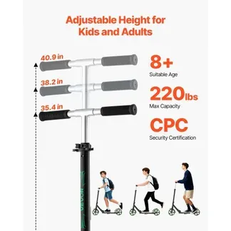 VEVOR Scooter (2 Räder) für Kinder ab 8 Jahren, Cityroller Kinderroller Straßenroller mit höhenverstellbarem Lenker & rutschfestem Deck, faltbarer Tretroller bis zu 100 kg, Schwarz + Grün VEVOR Scooter (2 Räder) für Kinder ab 8 Jahren, Cityroller Kinderroller Straßenroller mit höhenverstellbarem Lenker & rutschfestem Deck, faltbarer Tretroller bis zu 100 kg, Schwarz + Grün