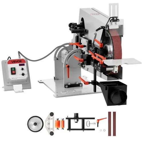 VEVOR Bandschleifmaschine 1500W, Bandschleifer mit 3 Stk. (1829-2083)x51mm mm Schleifbändern, 600-6000U/min Verstellbarer Bandpolierer mit 3 Modi & Max. 32m/s Bandgeschwindigkeit für Metallbearbeitung – Bild 8