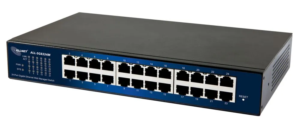 ALLNET Switch smart managed 24 Port Gigabit / 24x LAN / Lüfterlos / 19″ / „ALL-SG8324M“ ALLNET Switch smart managed 24 Port Gigabit / 24x LAN / Lüfterlos / 19″ / „ALL-SG8324M“