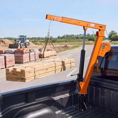 VEVOR Pickup Kran mit 907,2kg Tragkraft, Manueller Ladekran Inkl. Handwinde & 12t Hydraulikpumpe, Hebekran mit Teleskopausleger & 360° Drehkranz, Hebezeug aus Kohlenstoffstahl für Pick-up LKW Anhänger – Bild 7