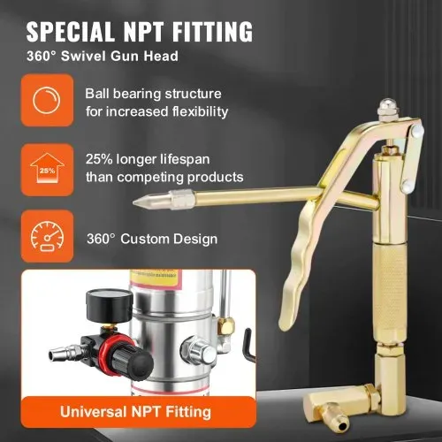 VEVOR Fettpumpe 40L Luftbetriebene Fettpumpe 0,6–0,8 MPa Aluminiumdruckguss-Pumpe -20-100℃ Betriebstemperatur, Pneumatische Fettpumpe NPT-Anschluss Schmierfettpumpe Geeignet für 0-3# Fett – Bild 2