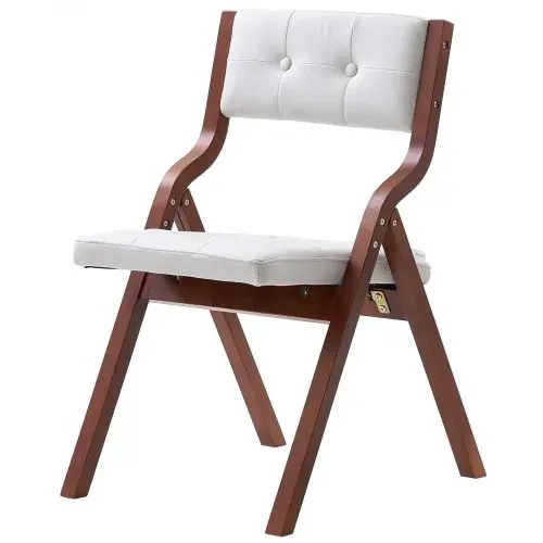 VEVOR Klappstuhl Gartenstuhl mit gepolstertem Kissen & Holzrahmen 2 Stk. moderner Esszimmerstuhl für Küche Büro Party, Küchenstuhl bis 180 kg belastbar (pro) faltbar braun + weiß platzsparend – Bild 10