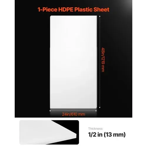 VEVOR HDPE Kunststoffplatte, 1 Stk. hochdichte Polyethylenplatten, 1219×610 mm, 13 mm dick, anpassbare Platten, ideal für Heimwerkerarbeiten, schwere Industriegeräte, weiß VEVOR HDPE Kunststoffplatte, 1 Stk. hochdichte Polyethylenplatten, 1219×610 mm, 13 mm dick, anpassbare Platten, ideal für Heimwerkerarbeiten, schwere Industriegeräte, weiß