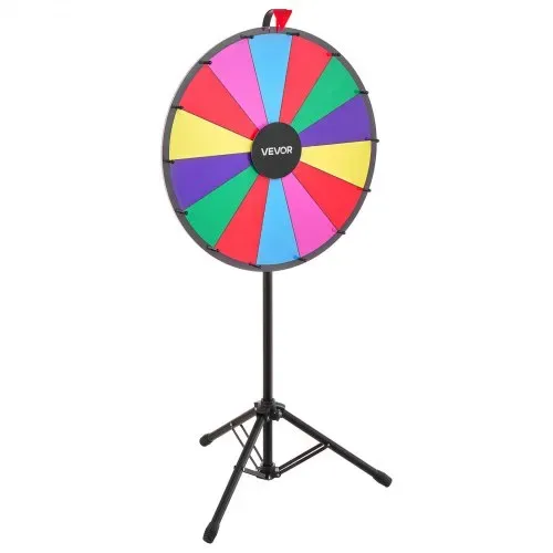VEVOR Glücksrad Drehrad (61 cm) 14 Slots Glücksrad mit Stativ, höhenverstellbar, Lotteriespiele Gewinn-Roulette mit Tafelschwamm & 2 Markern, 6 Farben, ideal für Party Kneipe Messe Karneval – Bild 10