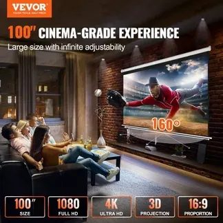 VEVOR Projektion Beamer Leinwand 254 cm HD 4K Outdoor Indoor Manuelle Projektor Screen Schnelles Klappbare Tragbare Filmleinwand 16: 9 für Heimkino, Camping und Freizeitveranstaltungen Schwarz VEVOR Projektion Beamer Leinwand 254 cm HD 4K Outdoor Indoor Manuelle Projektor Screen Schnelles Klappbare Tragbare Filmleinwand 16: 9 für Heimkino, Camping und Freizeitveranstaltungen Schwarz
