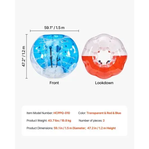 VEVOR aufblasbare Bumper BallS 2er-Pack 1,5m Sumo-Zorb-Bälle für Jugendliche und Erwachsene – Bild 6