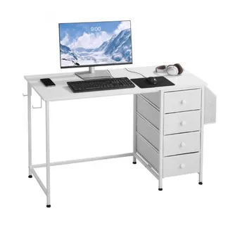 VEVOR Computertisch Bürotisch Schreibtisch (120 x 50 cm Tischplatte), moderner Arbeitstisch mit Stoffschubladen & 99 kg Tragkraft & Aufbewahrungshaken für Homeoffice Arbeitszimmer Wohnzimmer, Weiß VEVOR Computertisch Bürotisch Schreibtisch (120 x 50 cm Tischplatte), moderner Arbeitstisch mit Stoffschubladen & 99 kg Tragkraft & Aufbewahrungshaken für Homeoffice Arbeitszimmer Wohnzimmer, Weiß